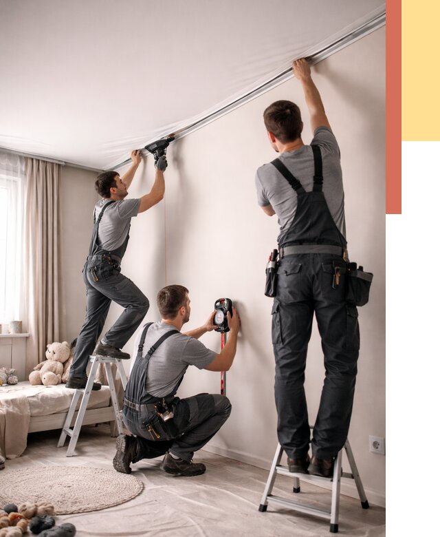 Монтаж натяжного потолка в детской в Бердске от 3644 руб. — быстро и недорого | ОТДЕЛОЧНИК-Брд