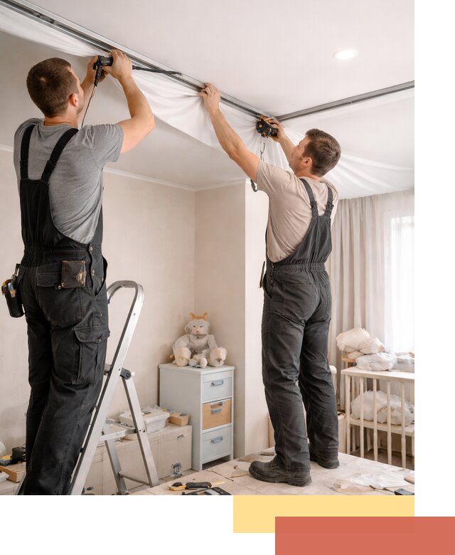 Монтаж натяжного потолка в детской комнате в Бердске