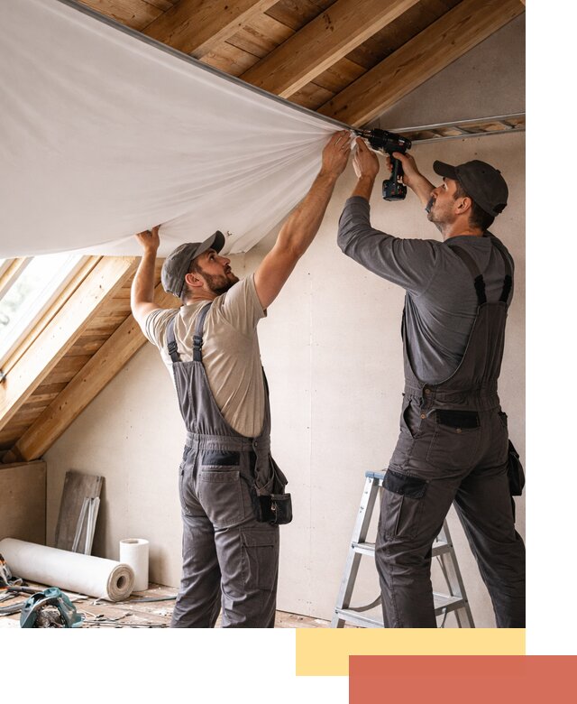 Монтаж натяжного потолка в мансарде в Бердске