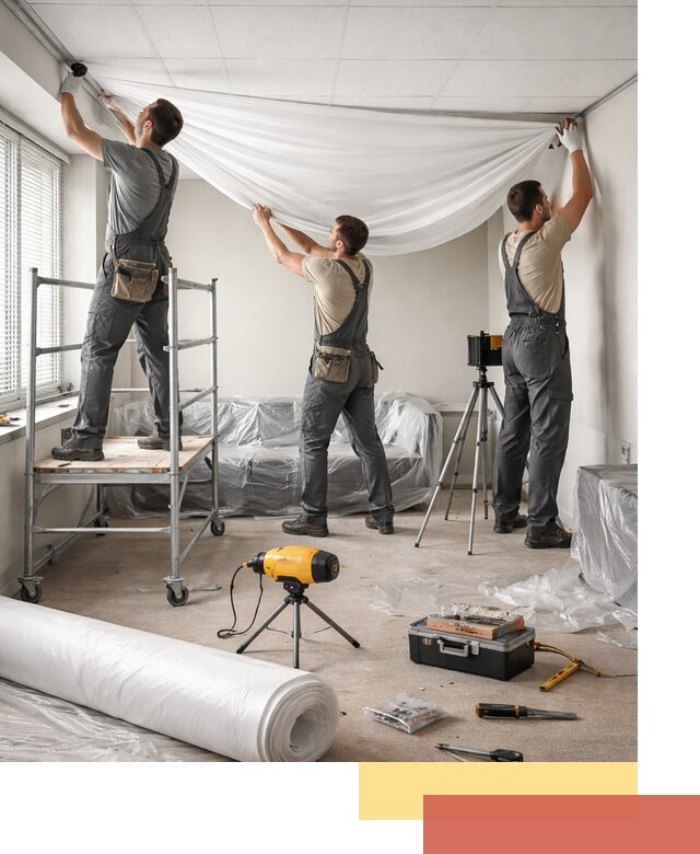 Монтаж натяжного потолка в офисе в Бердске