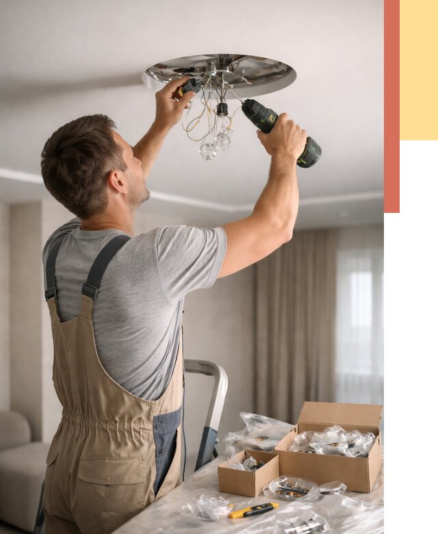 Установка люстры в натяжной потолок в Бердске от 1249 руб. | Быстро и недорого — ОТДЕЛОЧНИК-Брд