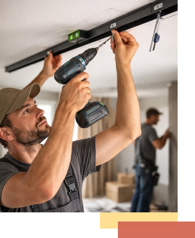 Установка трековых светильников в натяжной потолок в Бердске