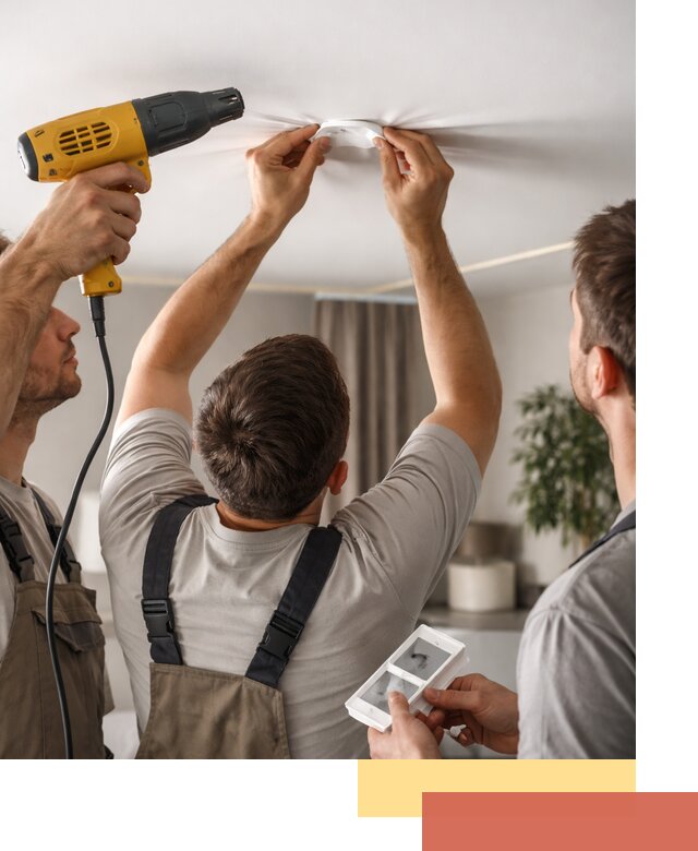 Ремонт прокола полотна натяжного потолка в Бердске