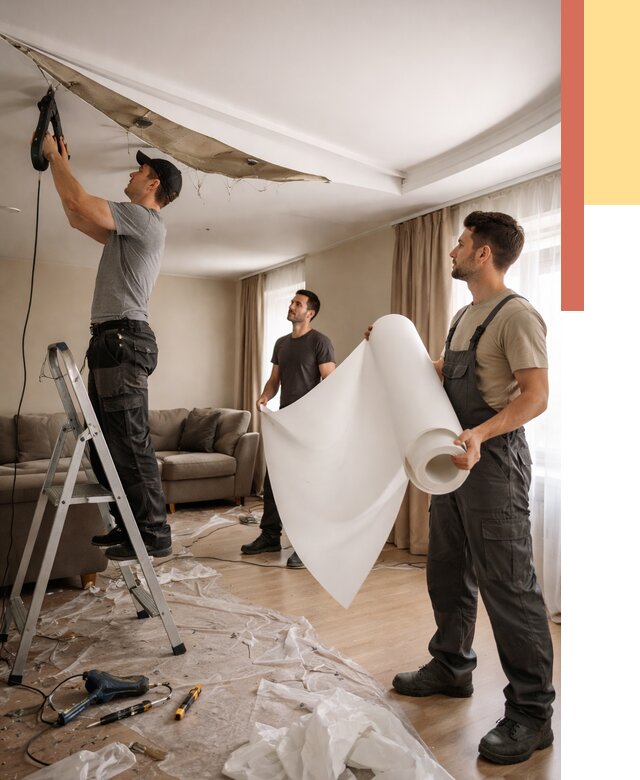 Замена полотна натяжного потолка в Бердске от 9891 руб. быстро и недорого | ОТДЕЛОЧНИК-Брд