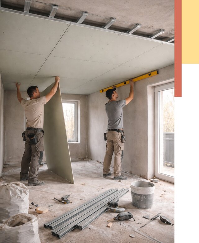 Одноуровневый потолок из гипсокартона в Бердске от 781 руб. — монтаж под ключ | ОТДЕЛОЧНИК-Брд