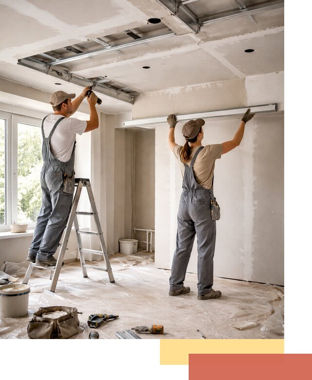 Монтаж многоуровневого потолка из гипсокартона в Бердске