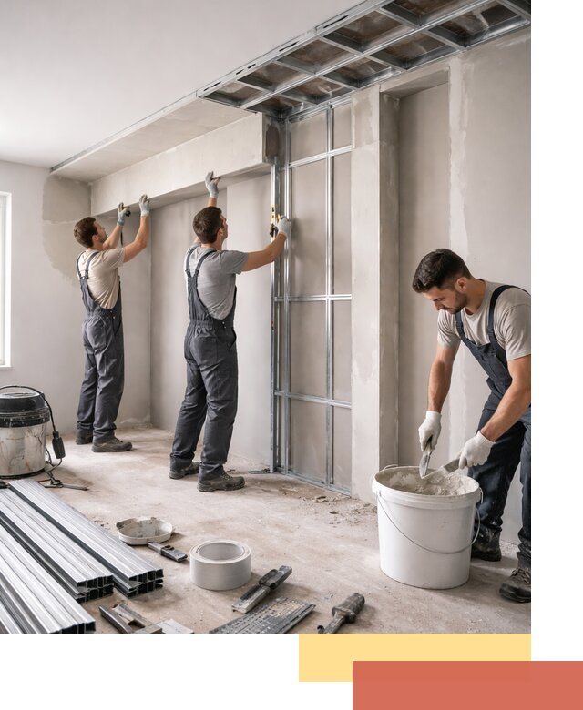 Монтаж потолка из гипсокартона с нишей в Бердске