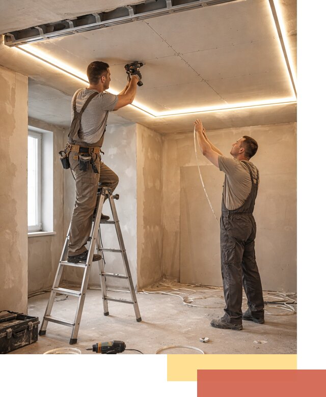 Потолок из гипсокартона с подсветкой в Бердске