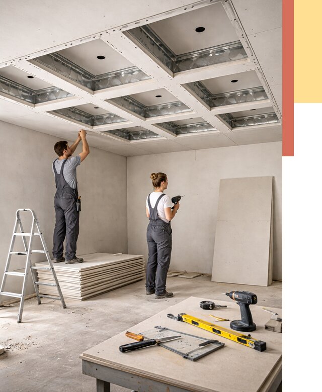 Кессонный потолок из гипсокартона в Бердске от 1926 руб. — монтаж и под ключ | ОТДЕЛОЧНИК-Брд