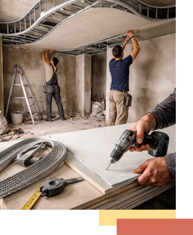 Криволинейный потолок из гипсокартона в Бердске — монтаж и отделка