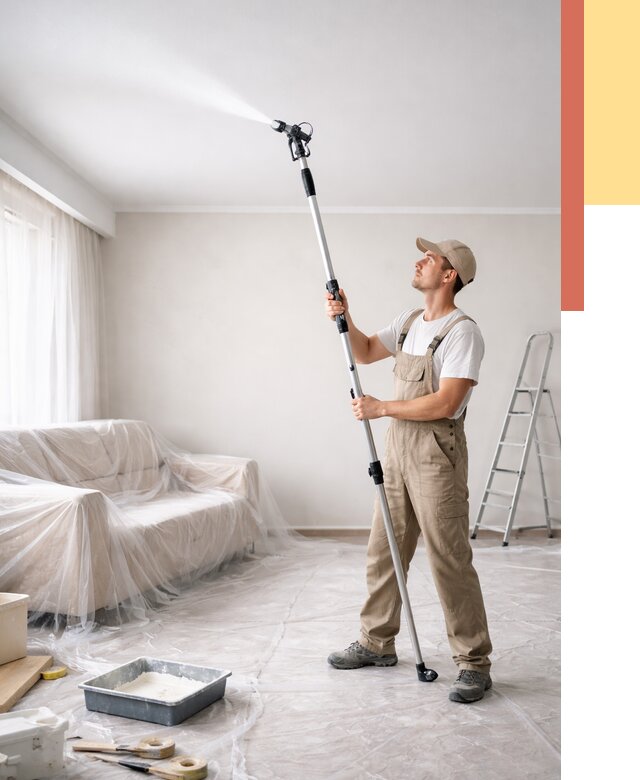 Покраска потолка краскопультом в Бердске от 4685 руб. быстро и недорого | ОТДЕЛОЧНИК-Брд