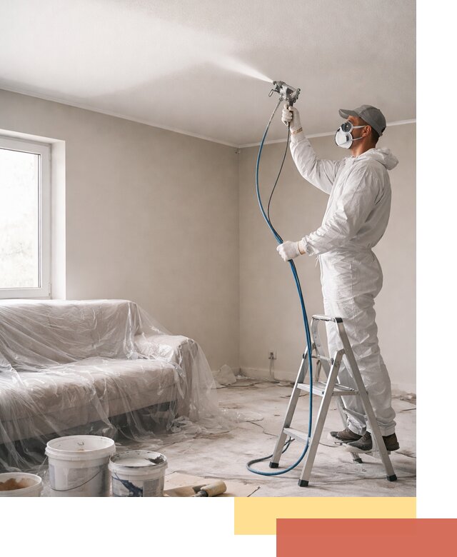 Покраска потолка краскопультом в Бердске быстро и качественно