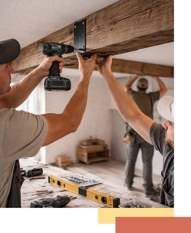 Монтаж декоративных потолочных балок в Бердске